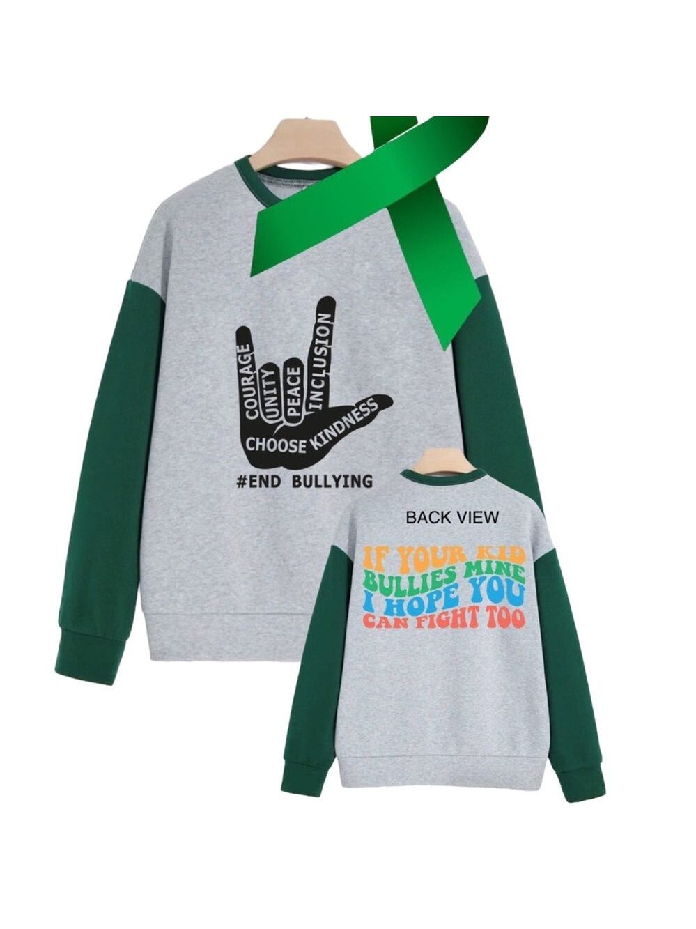 Stop Bullying Mental Health graphic crewneck pullover sweatshirt size small